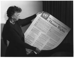 Eleonor Roosevelt with the Universal Declaration of Human Rights